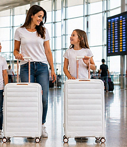 סט 2 מזוודות גדולה ובינונית | SWISS BAG ROSGOLD סט 2 מזוודות גדולה ובינונית | SWISS BAG ROSGOLD